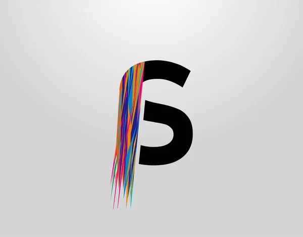 Lettera Futuristica Logo Iniziale Con Strisce Colorate Creative — Vettoriale Stock