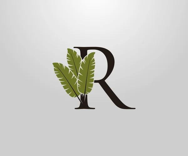Письмо Зеленым Банановым Листом Тропический Алфавит Знак Концепции — стоковый вектор