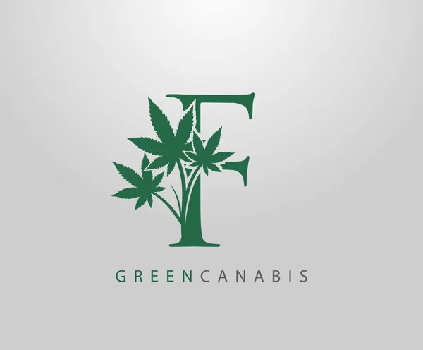 Brev Grön Canabis Logotyp Initial Med Medicinsk Marijuana Leaf Design — Stock vektor