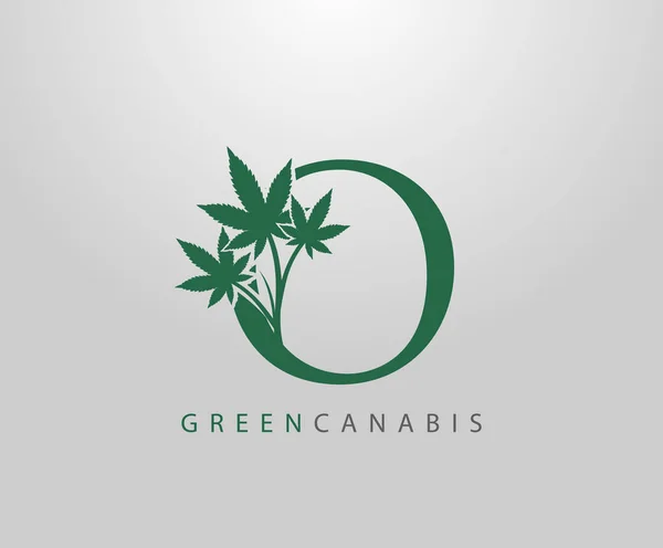O Green Canabis Logosu, Tıbbi Marihuana Yaprak Tasarımı ile Baş harfi O.