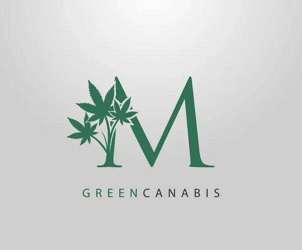Brev Grön Canabis Logotyp Initial Med Medicinsk Marijuana Leaf Design — Stock vektor