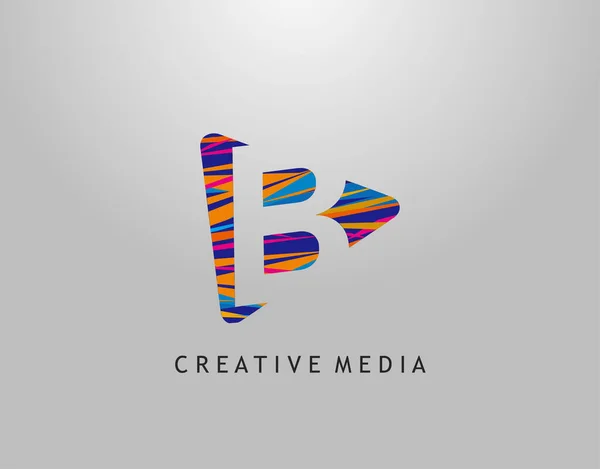 Brevets Logotyp Spela Media Concept Design Perfekt För Bio Film — Stock vektor