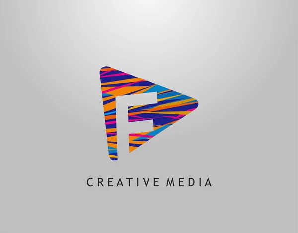 Lettera Logo Riproduci File Multimediale Concept Design Perfetto Cinema Film — Vettoriale Stock