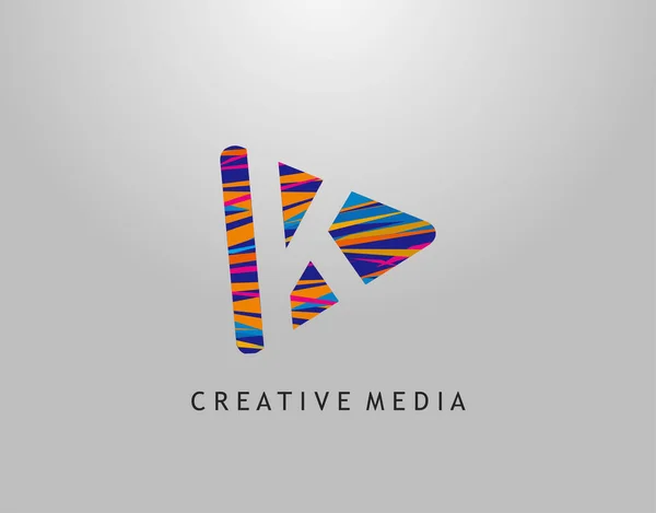 Logo Literowe Play Media Concept Design Idealny Kina Filmu Muzyki — Wektor stockowy