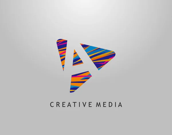 Letter Logo Play Media Concept Design Perfect Cinema Movie Music — Stock Vector