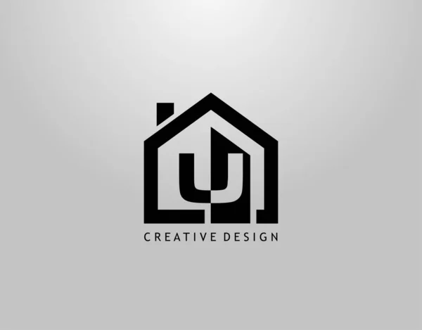 Real Estate Letter Logo Negatieve Ruimte Van Initiële Minimalistische Huisvorm — Stockvector