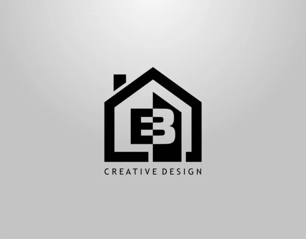 Logotipo Letra Bienes Raíces Espacio Negativo Inicial Forma Minimalista Casa — Vector de stock