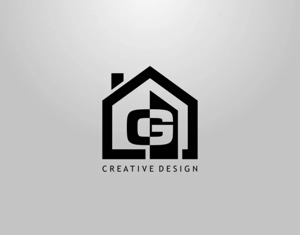 Logotipo Carta Real Estate Espaço Negativo Inicial Forma Casa Minimalista — Vetor de Stock