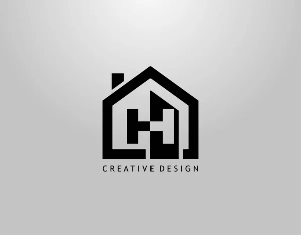 Real Estate Letter Logo Negativní Prostor Počátečního Minimalistického Tvaru Domu — Stockový vektor