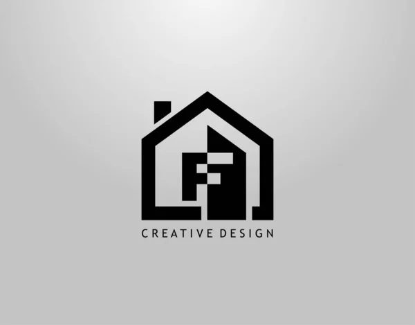 Real Estate Letter Logo Negativní Prostor Počátečního Tvaru Minimalistického Tvaru — Stockový vektor