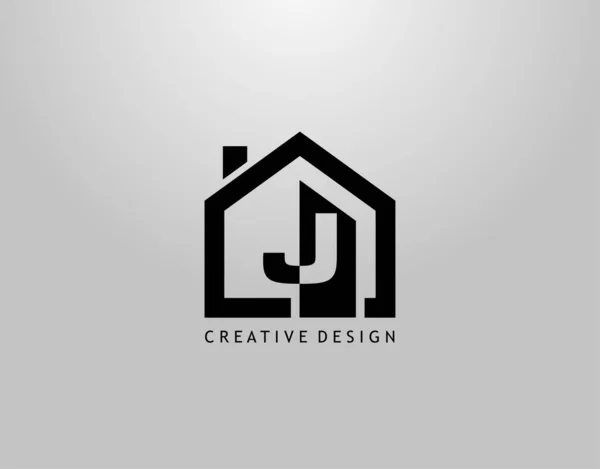 Real Estate Letter Logo Negativní Prostor Počátečního Minimalistického Tvaru Domu — Stockový vektor
