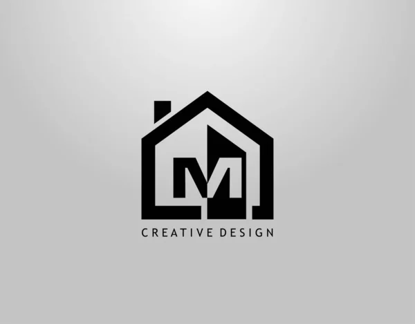 Logotipo Letra Bienes Raíces Espacio Negativo Inicial Forma Casa Minimalista — Vector de stock