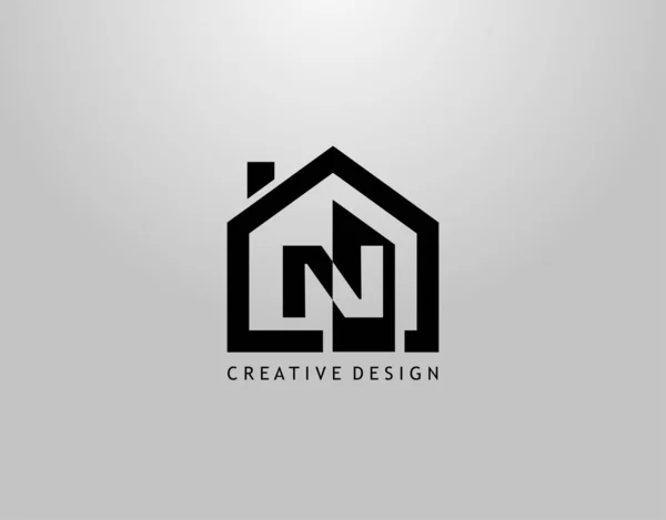 Logotipo Letra Real Estate Espaço Negativo Inicial Forma Casa Minimalista — Vetor de Stock