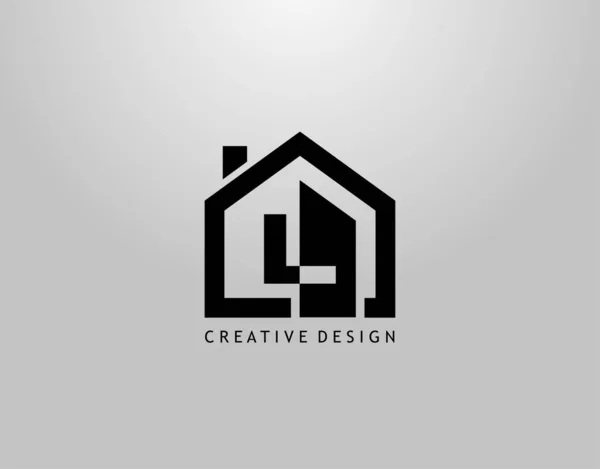 Logotipo Letra Real Estate Espaço Negativo Inicial Forma Casa Minimalista — Vetor de Stock