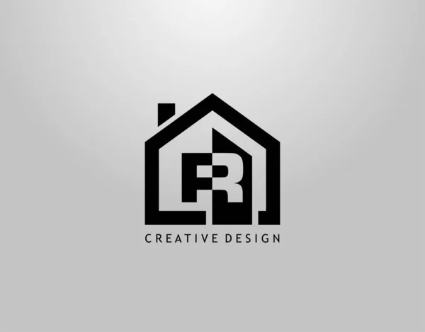 Real Estate Letter Logo Negativní Prostor Počátečního Minimalistického Tvaru Domu — Stockový vektor