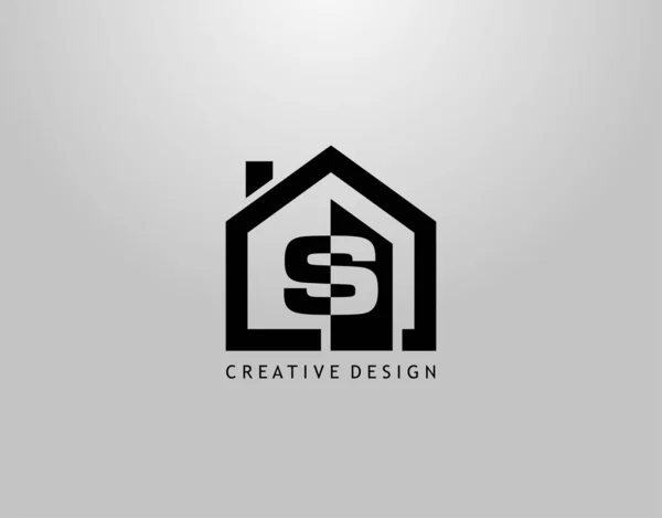 Logotipo Letra Bienes Raíces Espacio Negativo Inicial Forma Minimalista Casa — Archivo Imágenes Vectoriales