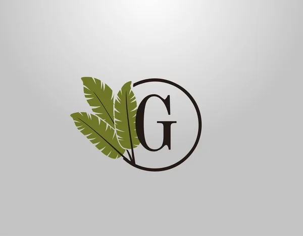 Letter Logo Circle Nature Leaf Vector Logo Design Concept Botanical — 스톡 벡터