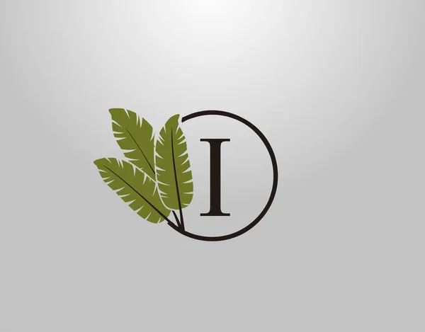 Lettre Logo Cercle Nature Feuille Concept Conception Logo Vectoriel Botanique — Image vectorielle