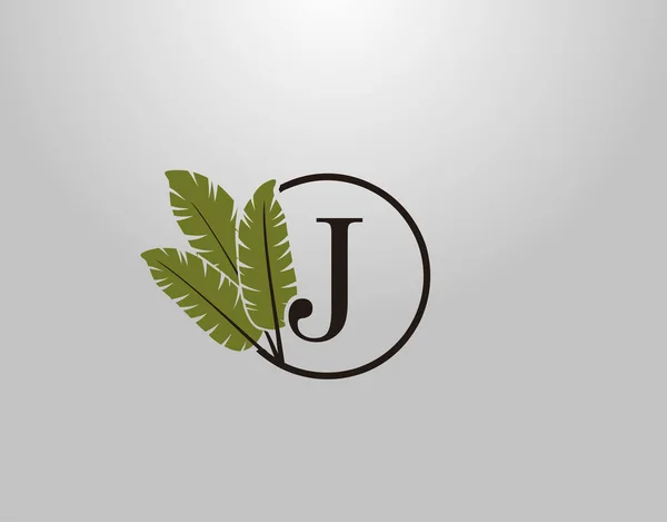 Letter Logo Circle Nature Leaf Concetto Design Del Logo Vettoriale — Vettoriale Stock