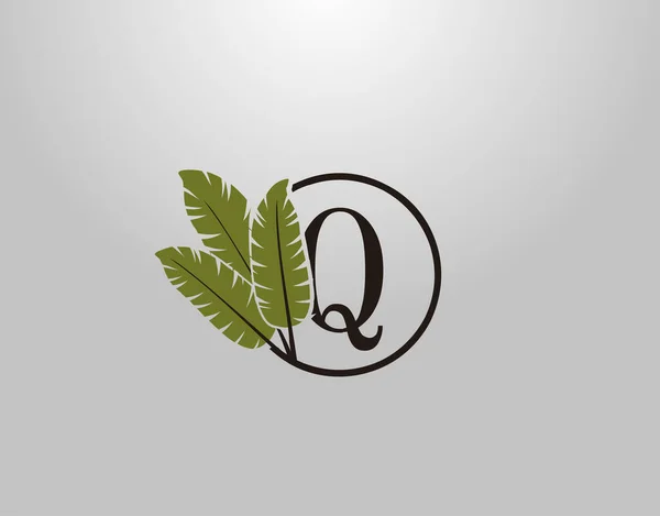 Lettre Logo Cercle Nature Feuille Concept Conception Logo Vectoriel Botanique — Image vectorielle