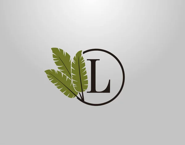Lettre Logo Cercle Nature Feuille Concept Conception Logo Vectoriel Botanique — Image vectorielle