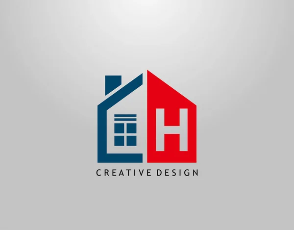 Logotipo Carta Espacio Negativo Inicial Con Icono Forma Casa Minimalista — Vector de stock