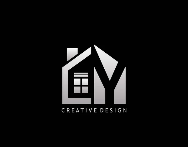 Logo Lettre Espace Négatif Initial Avec Icône Minimaliste Forme Maison — Image vectorielle