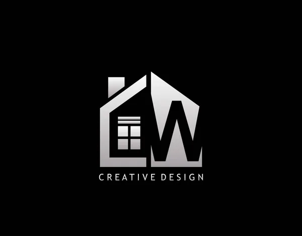 Logo Lettre Espace Négatif Initial Avec Icône Minimaliste Forme Maison — Image vectorielle