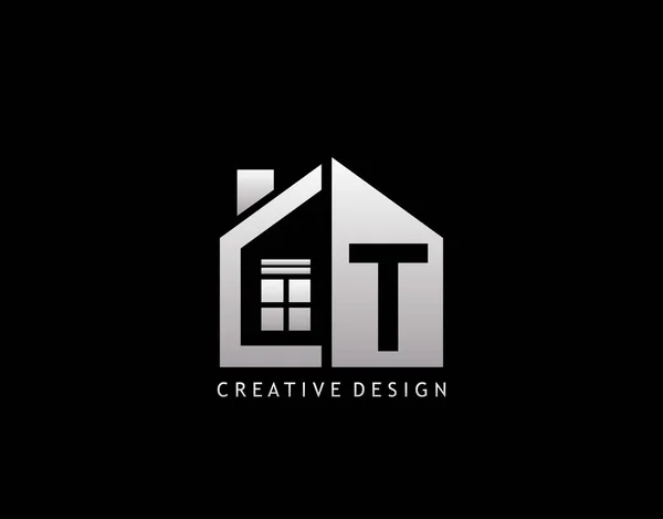 Logotipo Letra Espaço Negativo Inicial Com Ícone Minimalista Forma Casa — Vetor de Stock