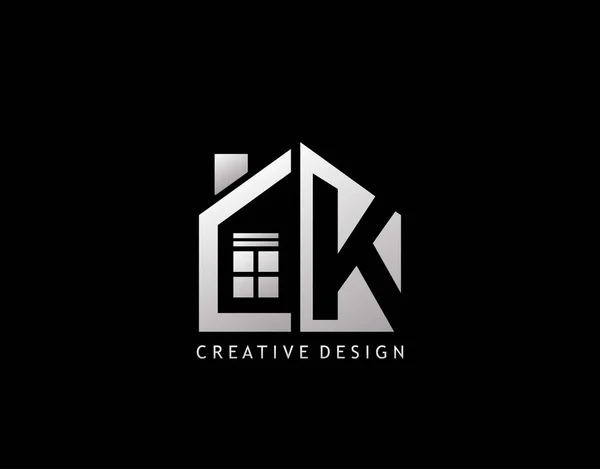 Letter Logo Negatieve Ruimte Van Initiële Met Minimalistische Huis Vorm — Stockvector