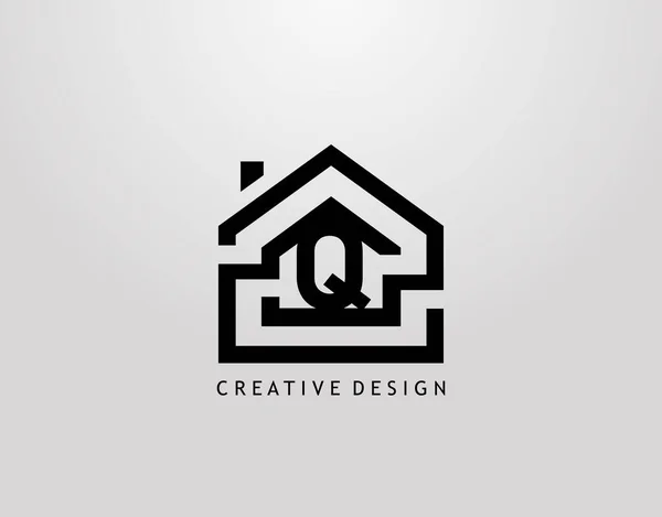 Qレターロゴ 住宅用不動産建築物のロゴ — ストックベクタ