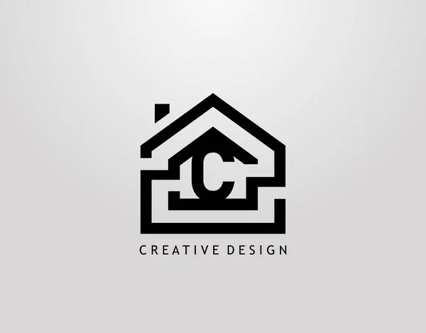 Minimalistisches House Letter Logo Immobilien Architektur Bau Logo — Stockvektor