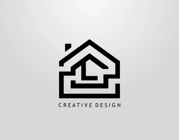 Minimalistisches House Letter Logo Immobilien Architektur Bau Logo — Stockvektor