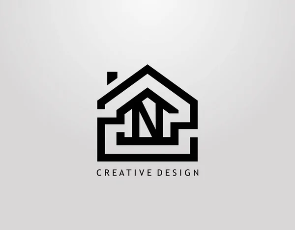 Logo Minimaliste Lettre Maison Immobilier Architecture Construction Logo — Image vectorielle