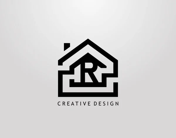 Minimalistisches House Letter Logo Immobilien Architektur Bau Logo — Stockvektor