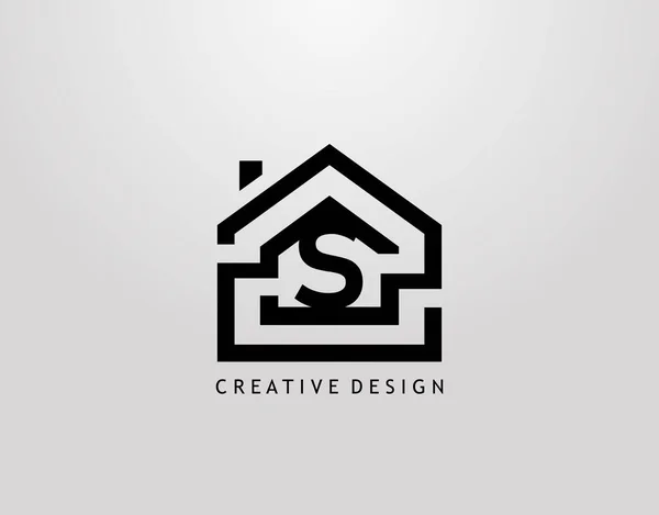 Logo Minimaliste Lettre Maison Immobilier Architecture Construction Logo — Image vectorielle