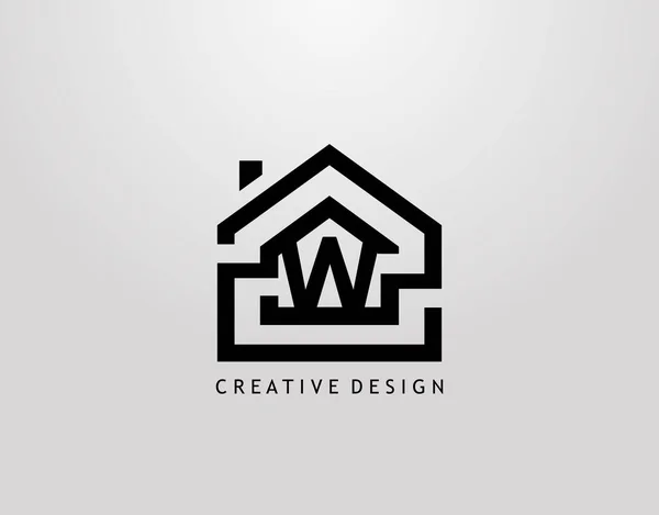 Wレターロゴの作成 住宅用不動産建築物のロゴ — ストックベクタ