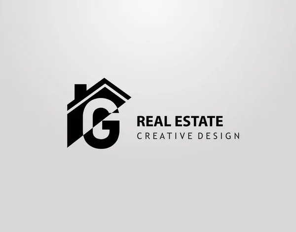 Logo Della Lettera Casa Forma Con Lettera Negativa Real Estate — Vettoriale Stock