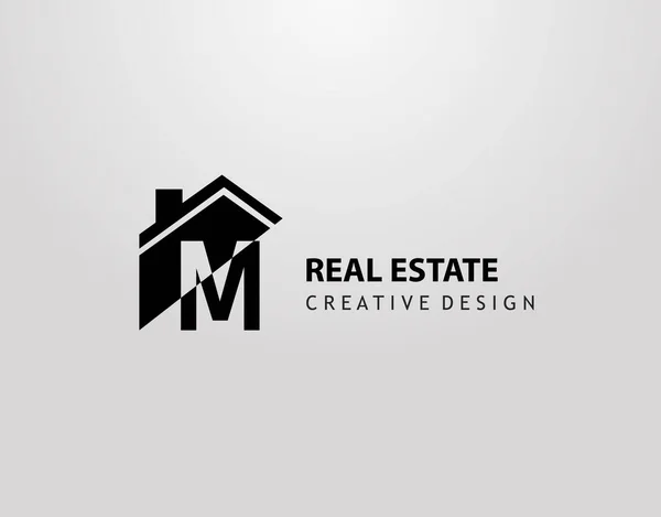 Lettre Logo Forme Maison Avec Lettre Négative Immobilier Architecture Construction — Image vectorielle
