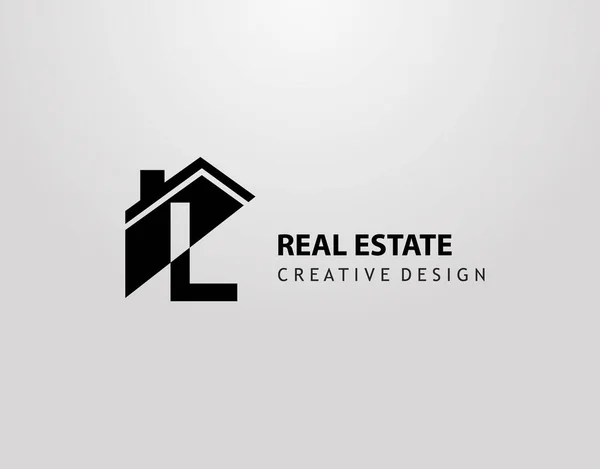 Lettre Logo Forme Maison Avec Lettre Négative Immobilier Architecture Construction — Image vectorielle