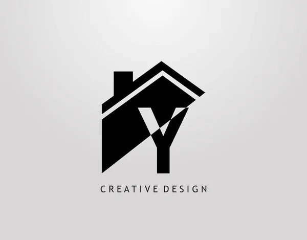 Y字ロゴ 負の文字Hで家の形 不動産建築アイコンデザイン — ストックベクタ