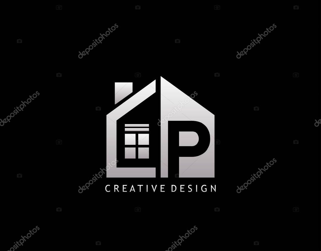 P Letter Logo. Negative Space of Initial P With  Minimalist House Shape Icon.