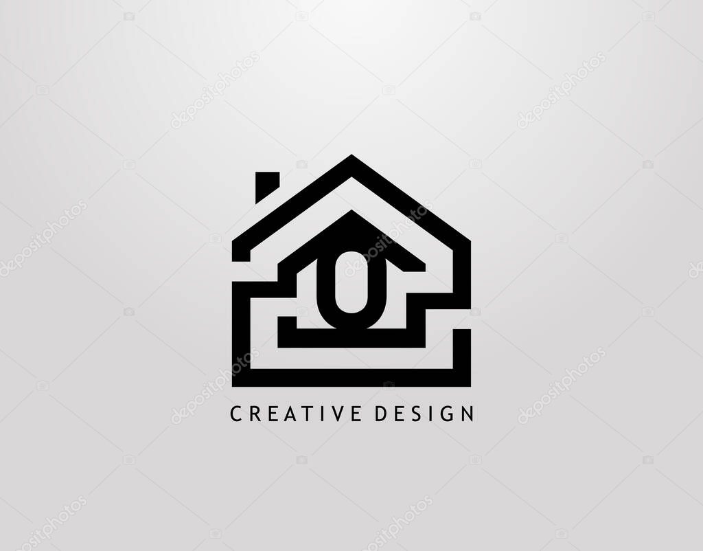Minimalist House O Letter Logo. Real Estate Architecture Construction Logo