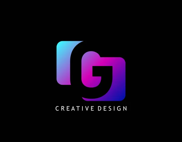 Creative Negative Space Letter Logo Conceito Design Forma Geométrica Com — Vetor de Stock