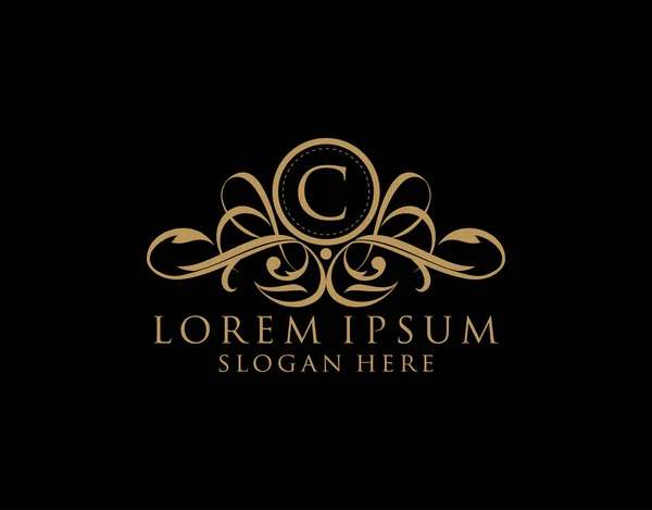 Luxury Letter Logo Flourishes Calligraphic Monogram Embplate Restaurant Boutique Wedding — стоковий вектор