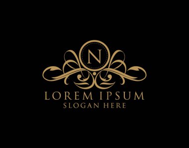 Lüks Mektup Logosu, Restoran, Butik, Düğün, Otel, Fotoğraf, Moda ve Etiket için kaligrafik amblem şablonu.