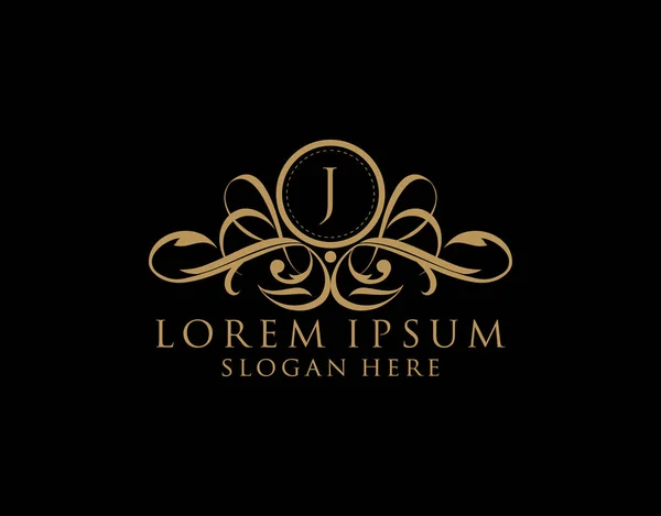 Luxury Letter Logo Flourishes Calligraphic Monogram Emblem Template Restaurant Boutique — стоковий вектор