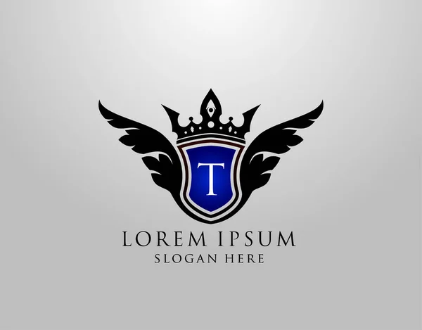 Logo Listu Eleganckie Skrzydła Shield Design Royalty Restauracja Motoryzacja Pieczęć — Wektor stockowy