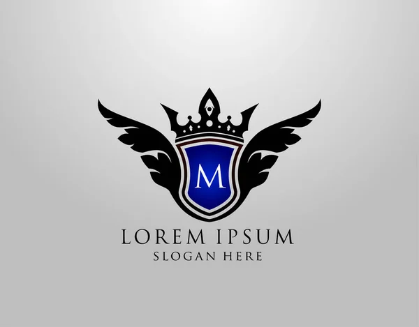 Logotipo Letra Elegante Asas Shield Design Para Royalty Restaurante Automotivo — Vetor de Stock