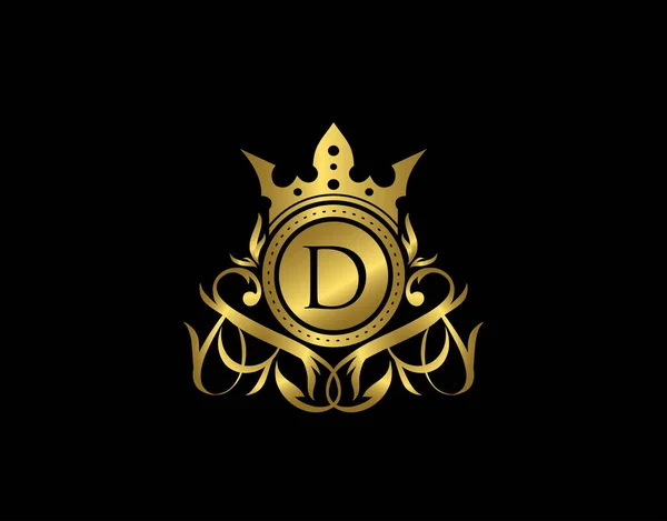 Luksusowy Boutique List Logo Elegancki Projekt Złotej Odznaki Kwiatowej Dla — Wektor stockowy